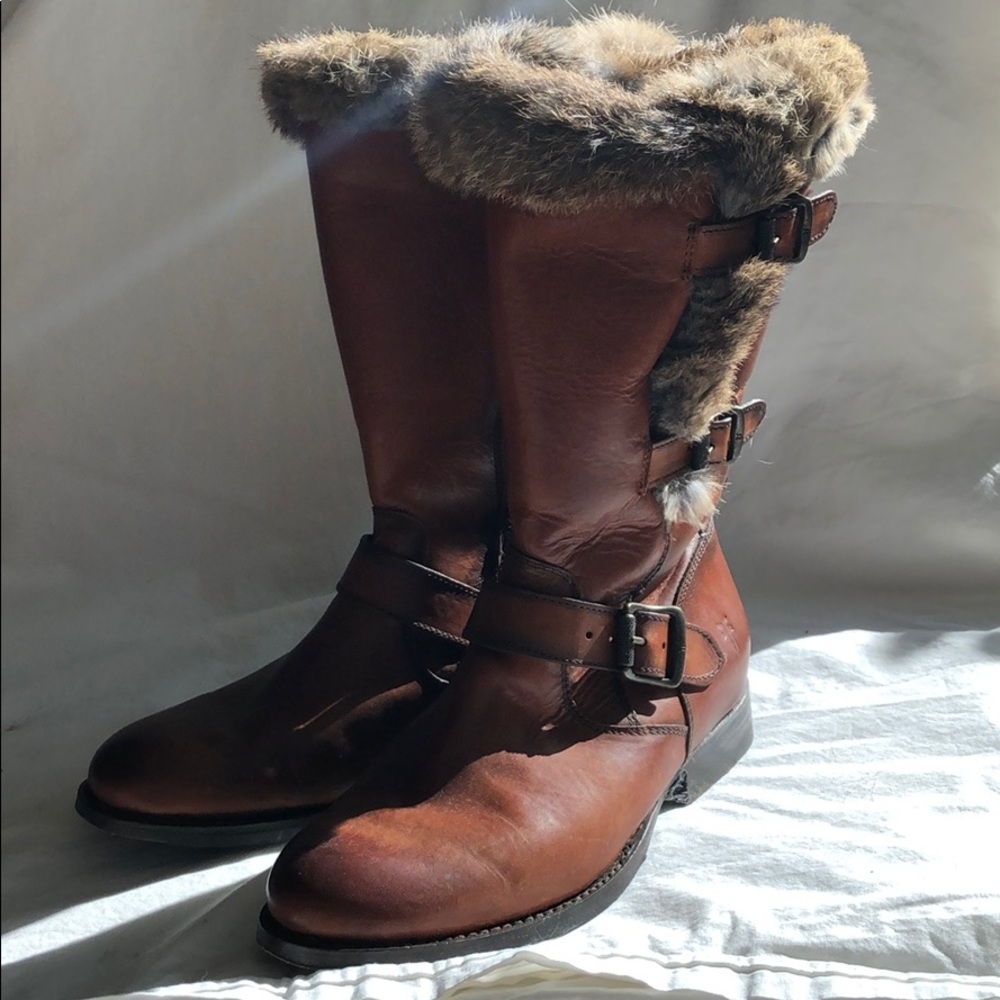 Worn twice fur lined Frye boots